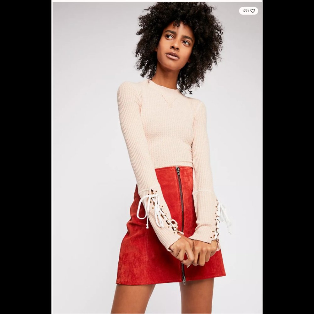 Free People Mountaineer Cuff Top Rose S EUC
